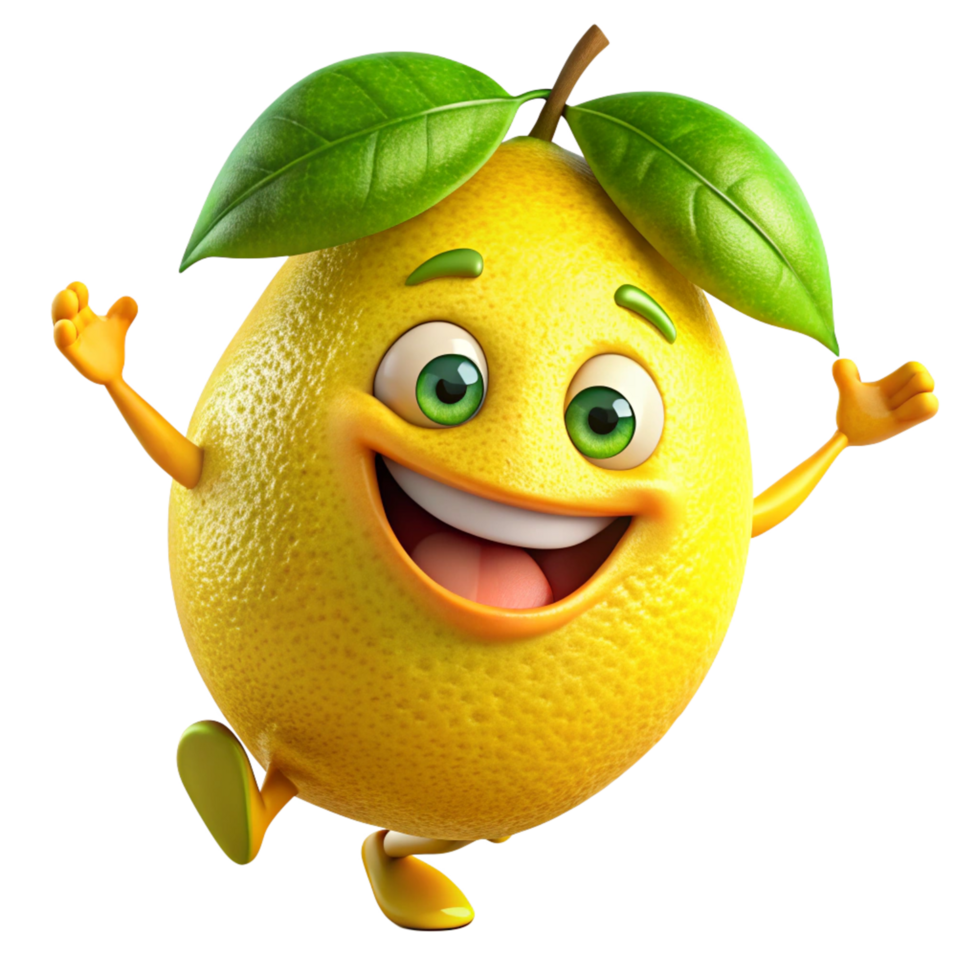 Adorable lemon cartoon with a fresh and happy vibe png