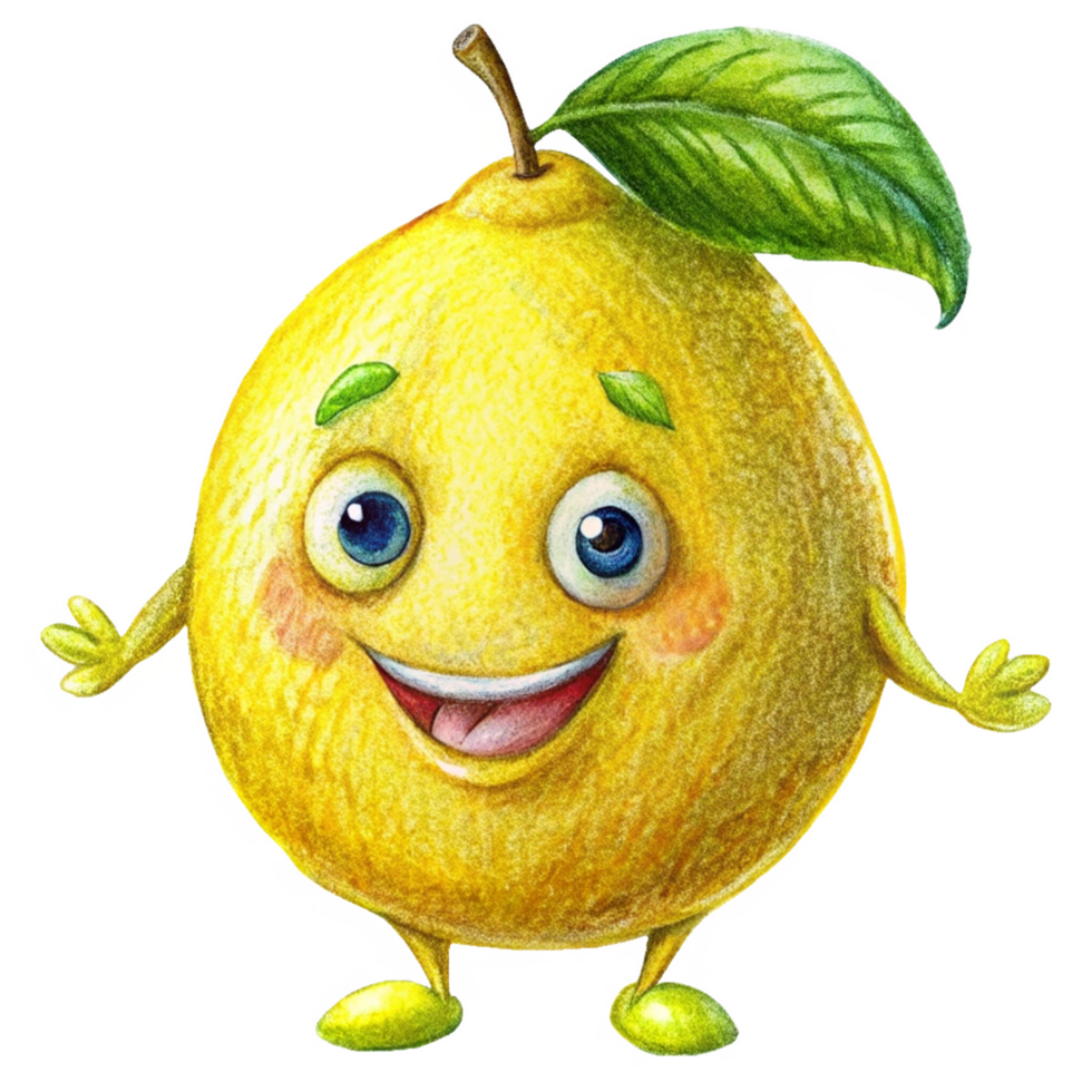 Adorable lemon mascot with a bright yellow appearance png