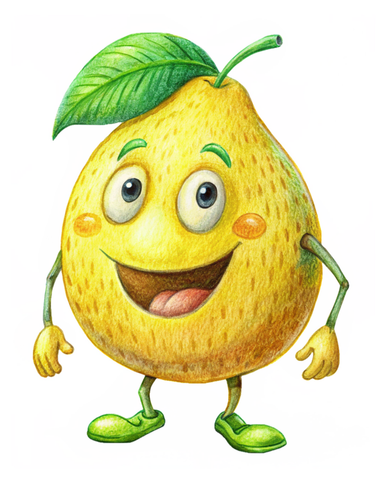 Happy lemon mascot standing with a warm expression png
