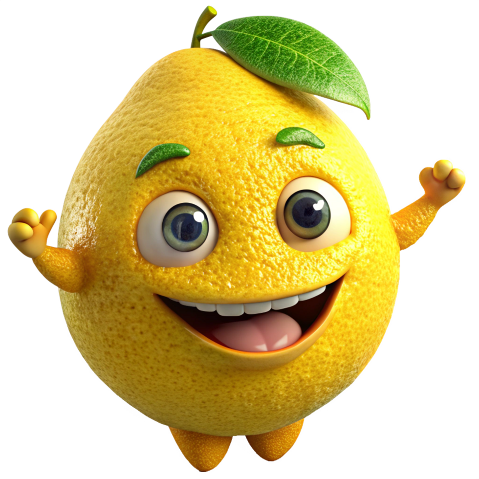Lemon mascot standing with a simple and fresh presence png