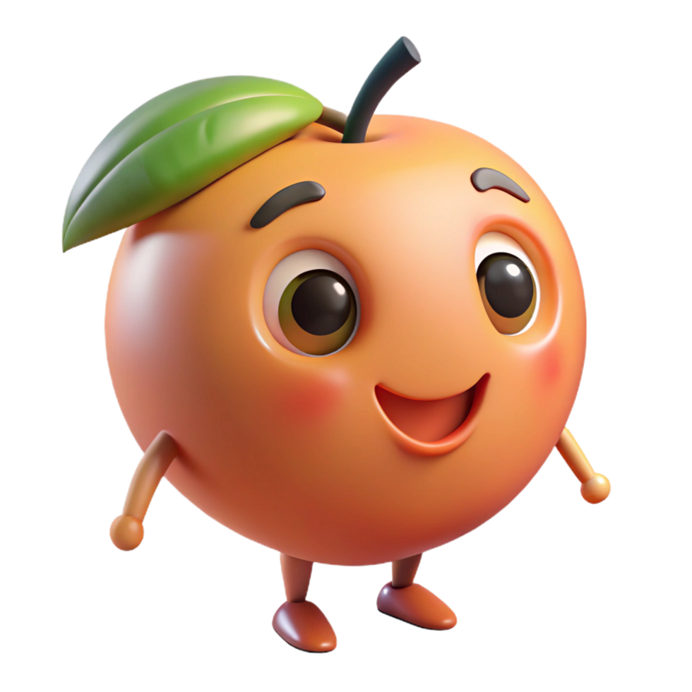 Cute peach character with a warm and friendly look png