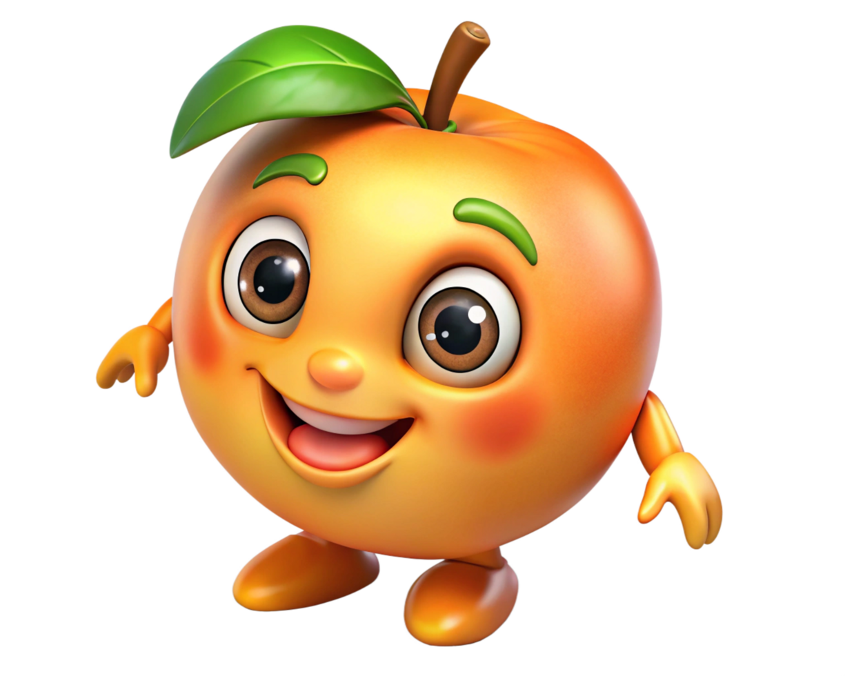 Smiling peach mascot with a fresh and fun look png