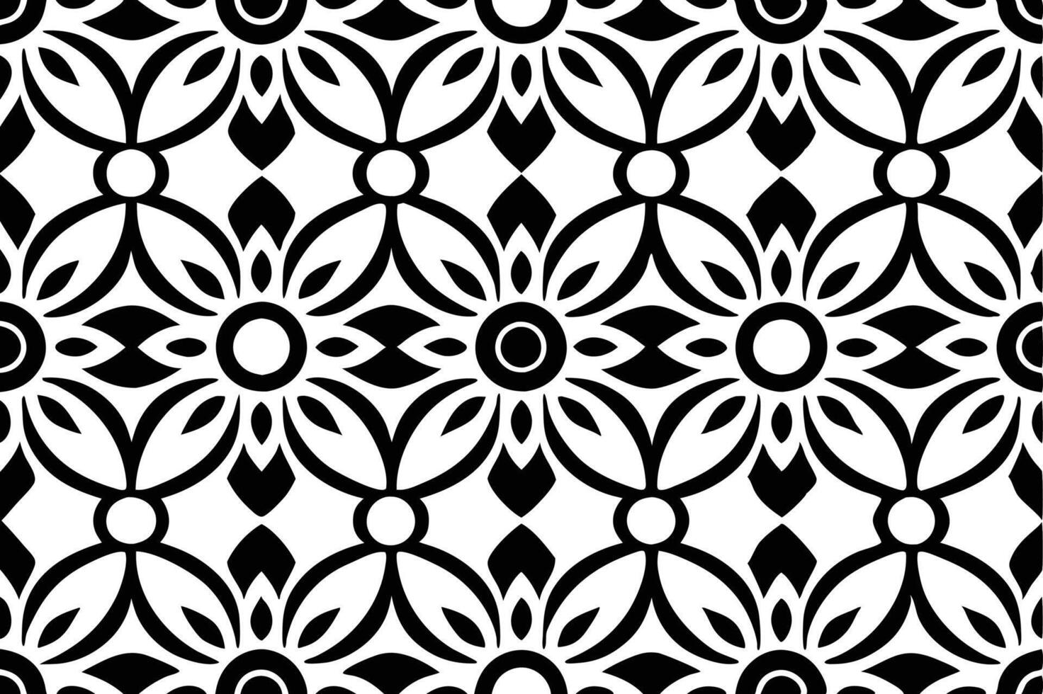 Geometric abstract floral pattern black and white illustration. Seamless black and white geometric pattern. vector