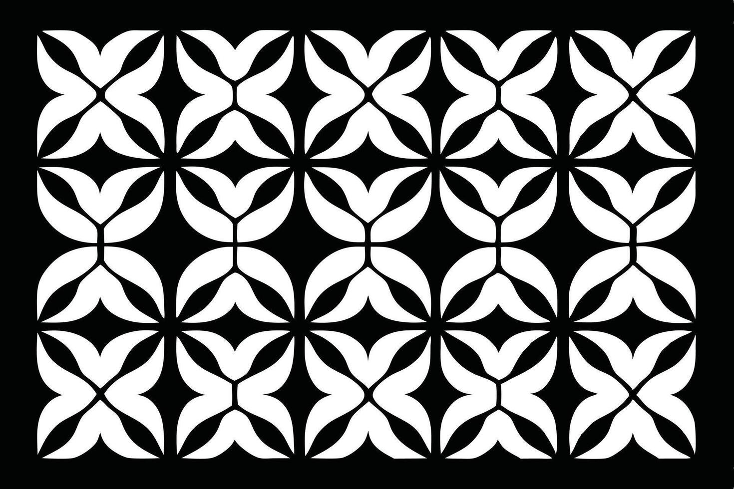 Abstract geometric seamless floral pattern. Black and white texture. vector