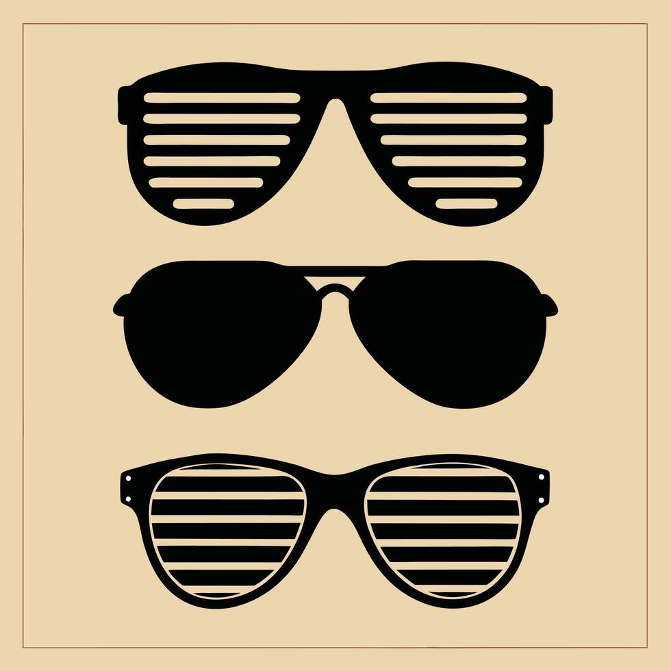 Sunglasses black and white set illustration design. vector