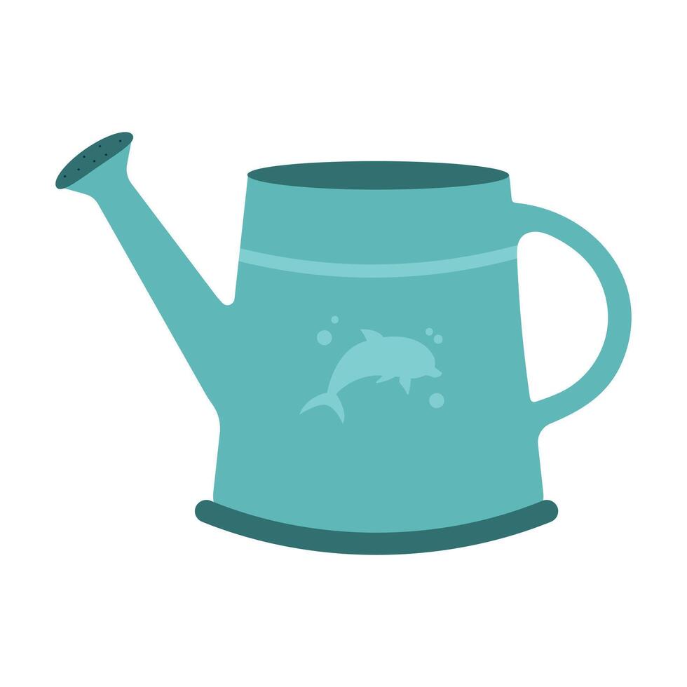 Illustration of a blue watering can. Garden tools. Spring season.Illustration on an isolated background. vector
