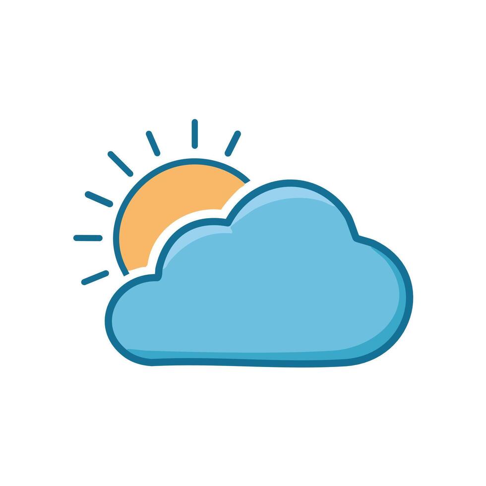 cloud with sun icon illustration design graphic flat style vector