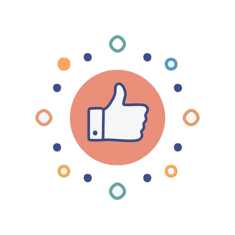Thumb up circle icon. Thumbs up sign illustration vector