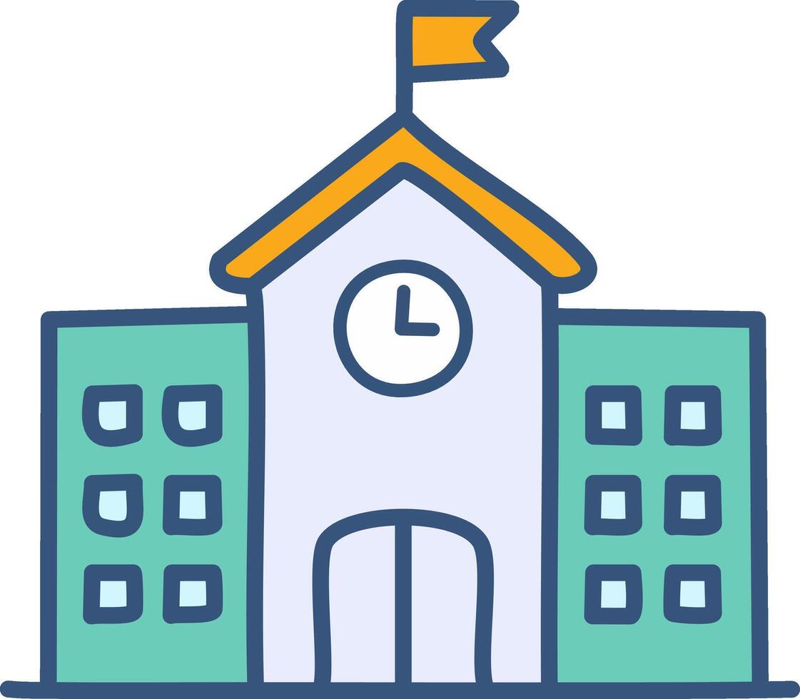 School building illustration, flat design. Isolated on white background. vector