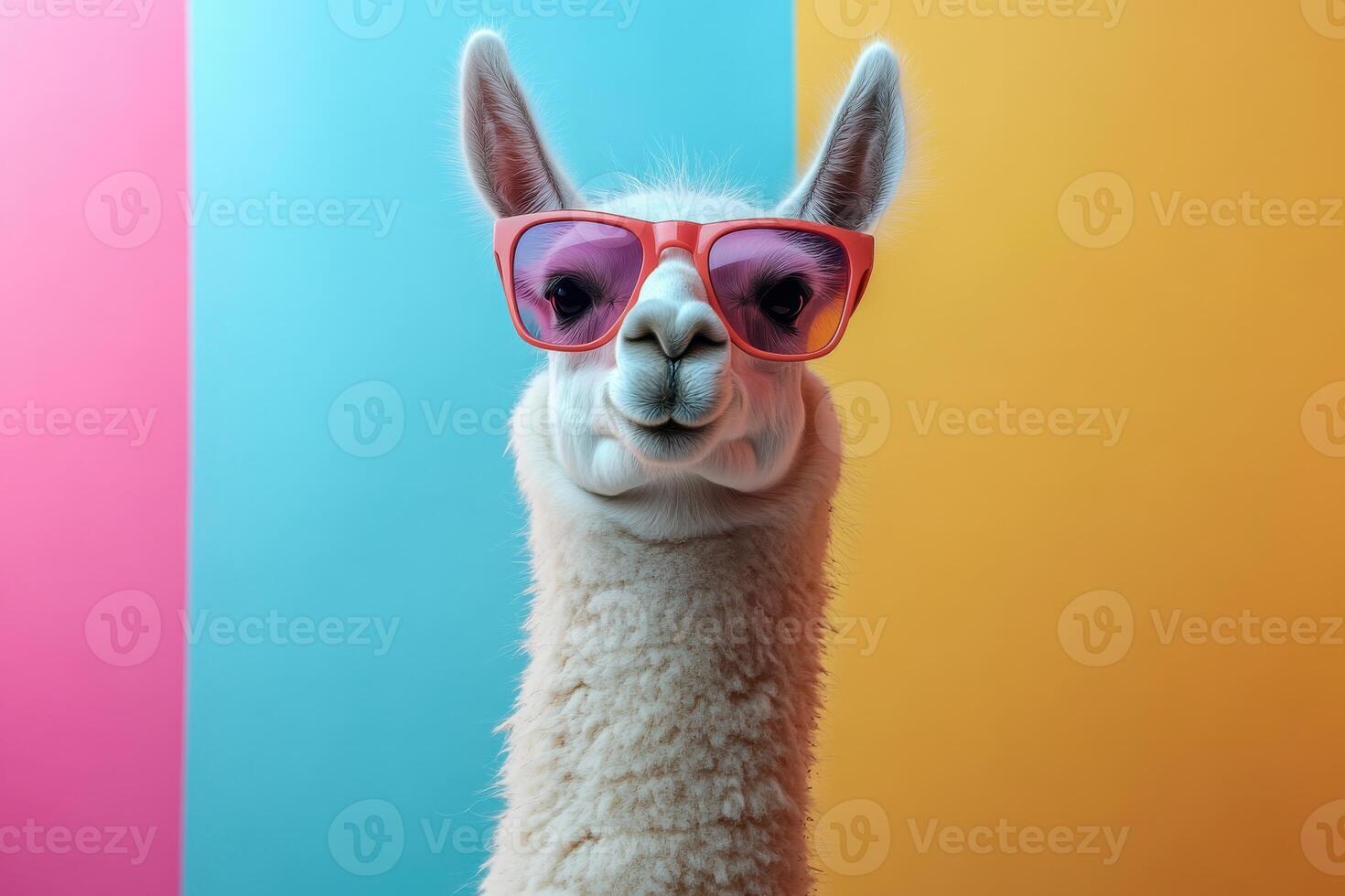 Funny Llama Wearing Sunglasses for Humorous and Trendy Designs photo
