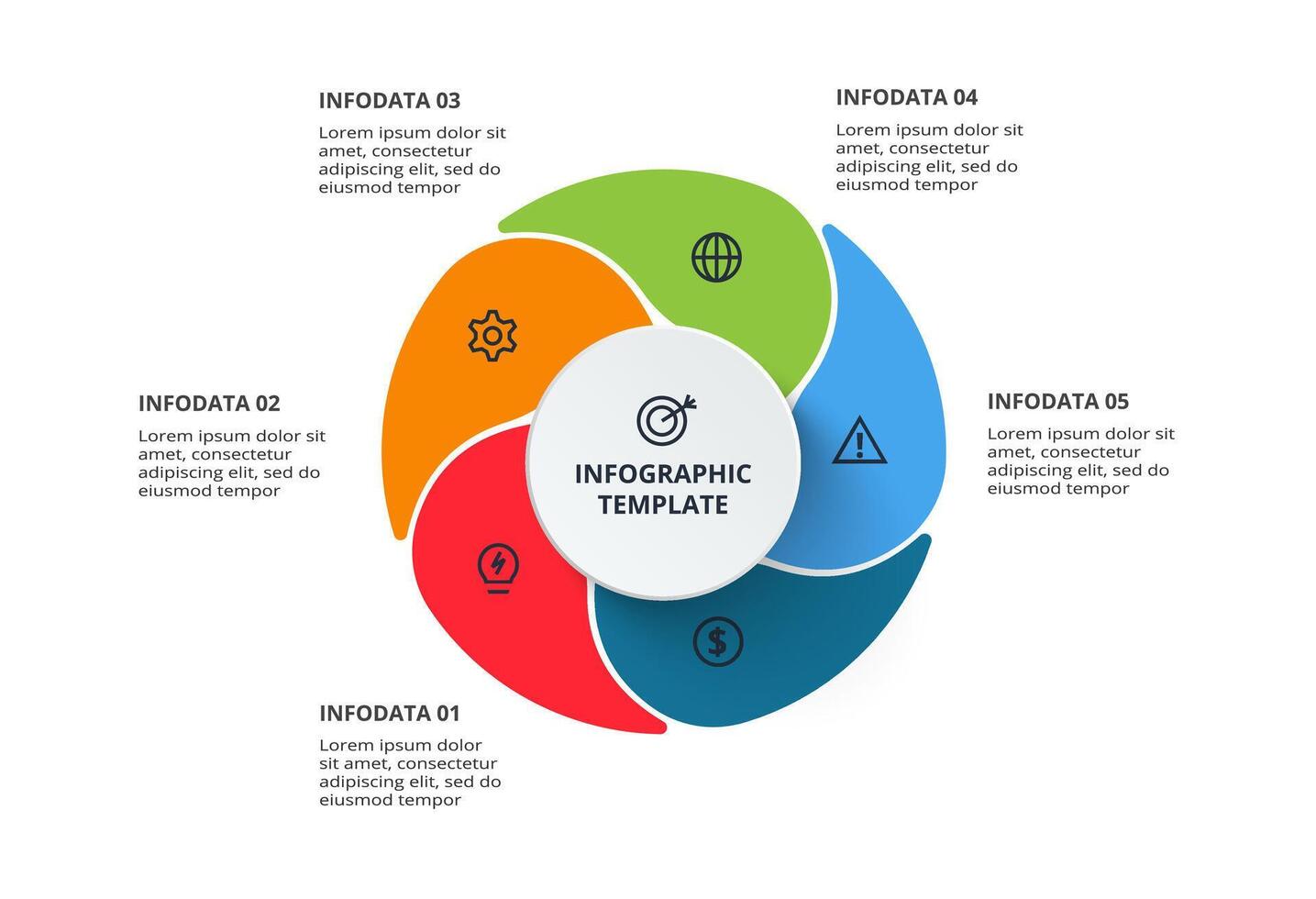 Business data visualization. Process chart. Elements of graph, diagram with 5 parts or processes vector