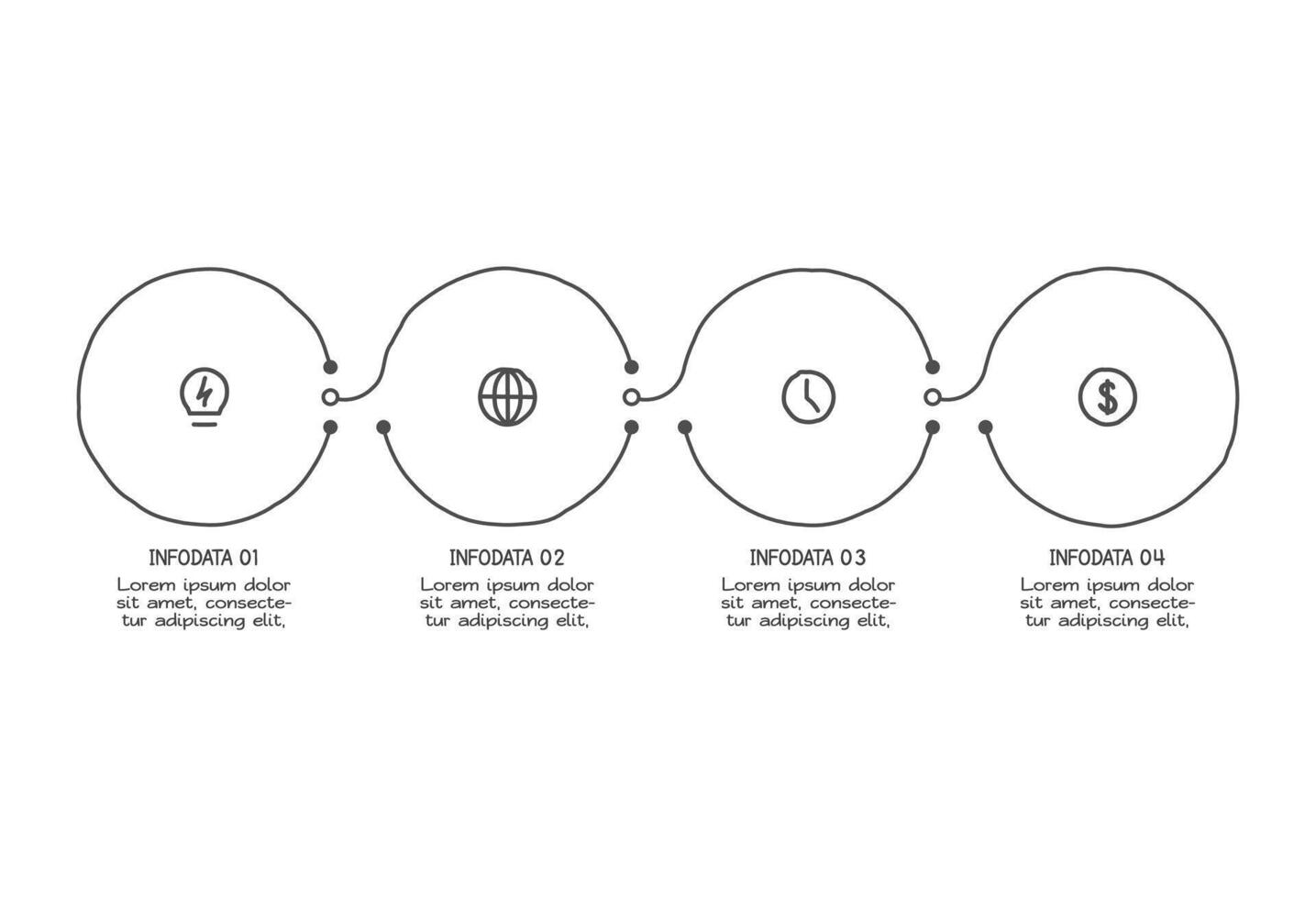 Doodle infographic elements with 4 options. business template vector