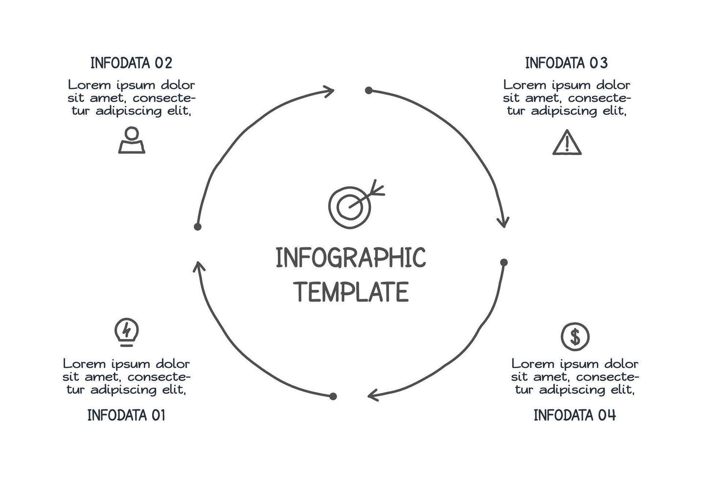 Elements with 4 options Doodle infographic. business template for presentation vector