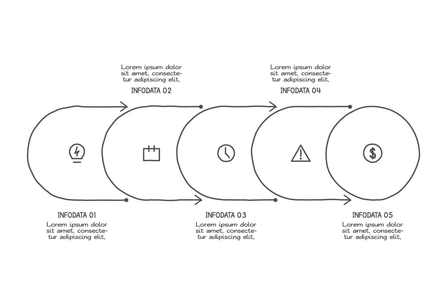 Doodle infographic elements with 5 options. vector