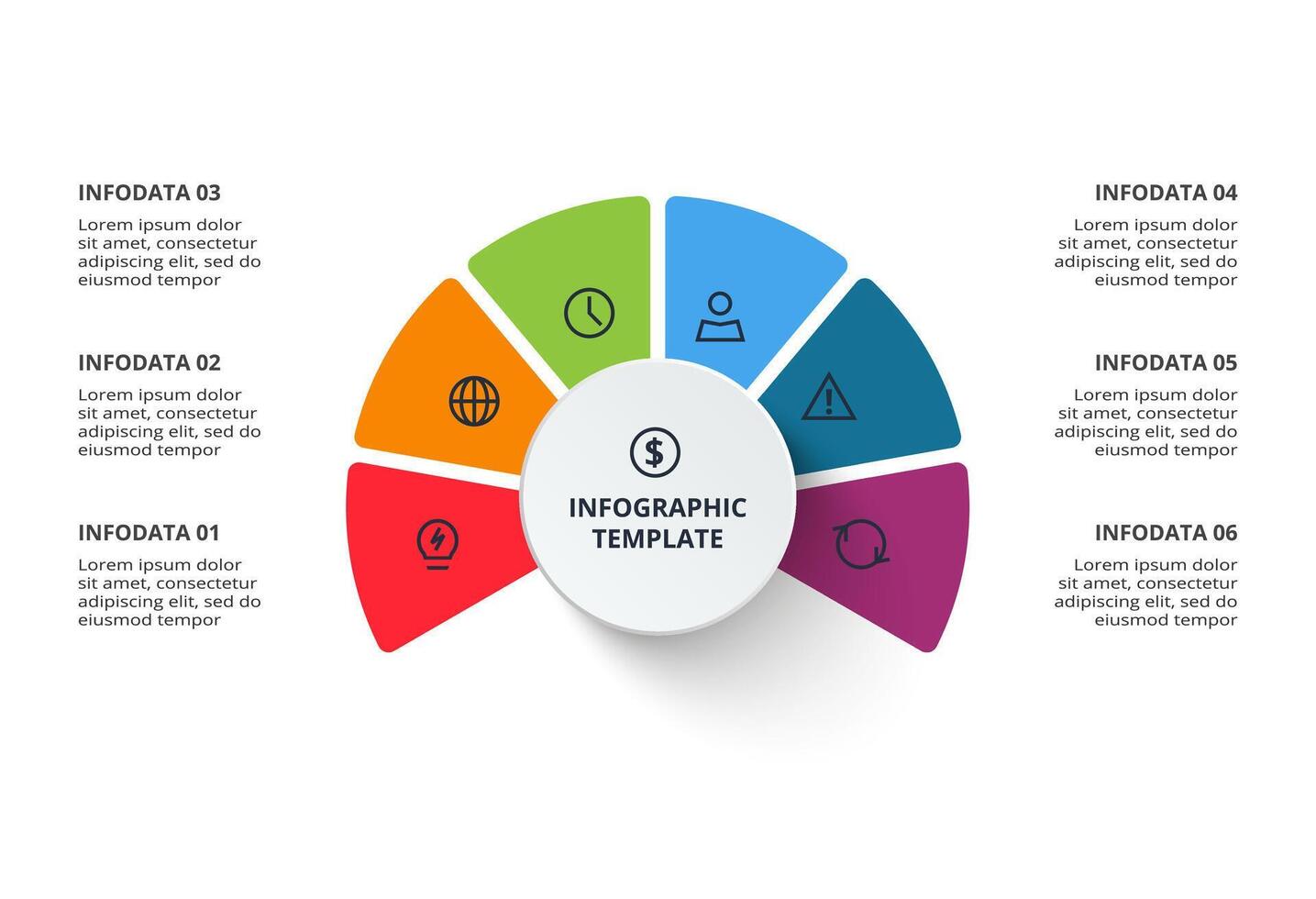 Infographic with 6 steps or processes. Business data visualization. vector