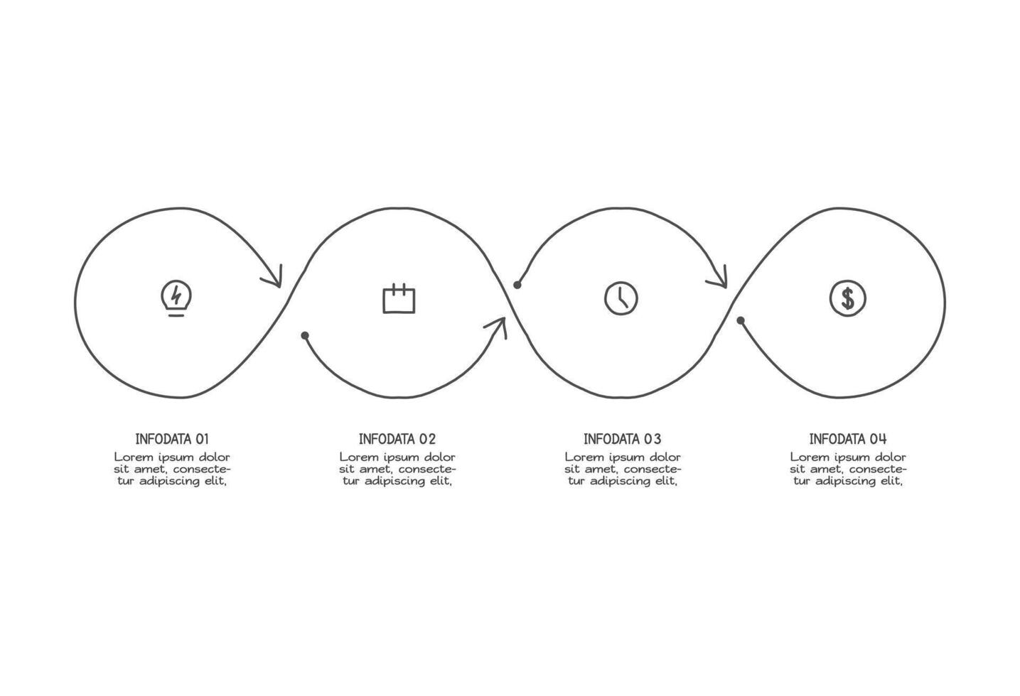 infographic doodle elements with 4 options. template vector