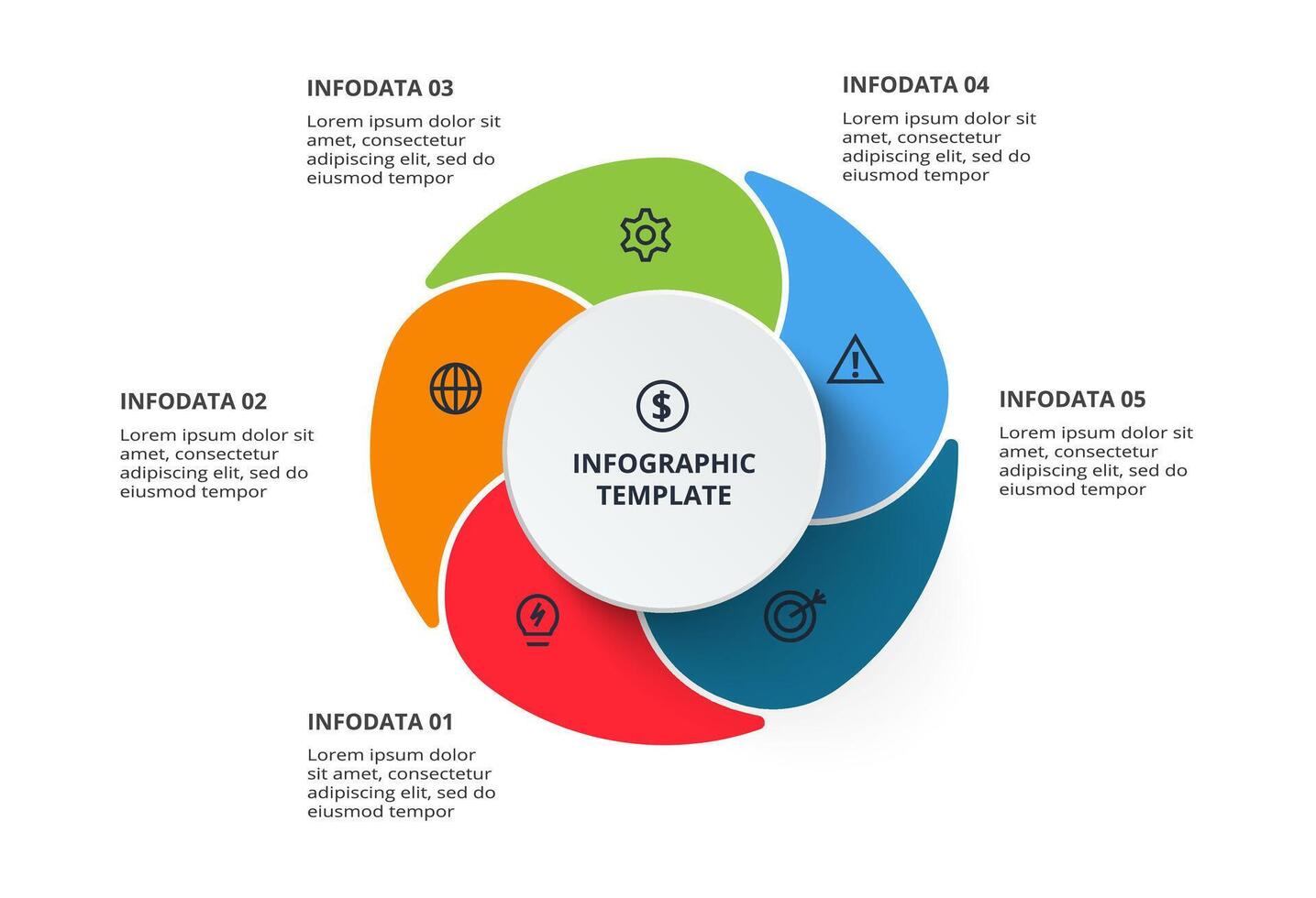 Strategy concept for infographic with 5 parts or processes. Template vector