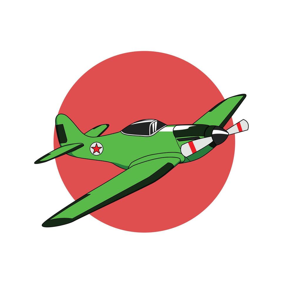 Hand drawing of an old fighter plane. retro aircraft military vector