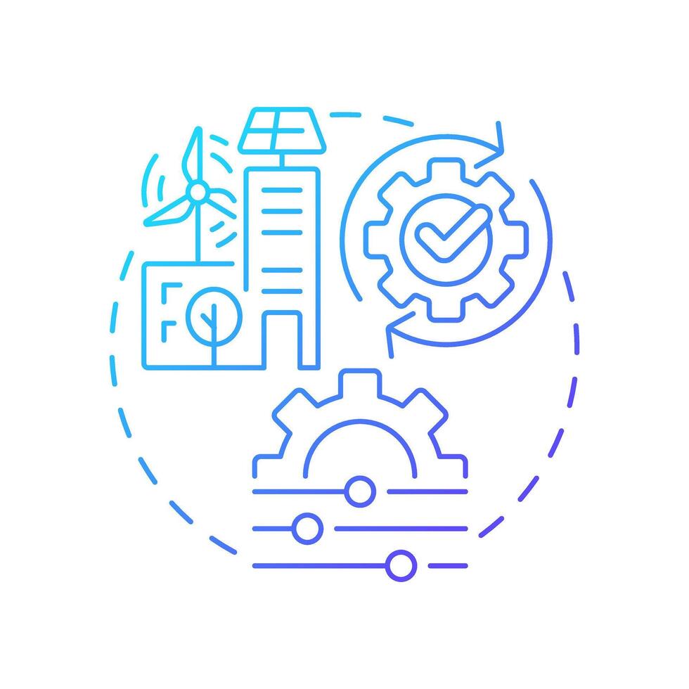 BEMS blue gradient concept icon. Building energy management system. Urban electrification. Round shape line illustration. Abstract idea. Graphic design. Easy to use in infographic, presentation vector