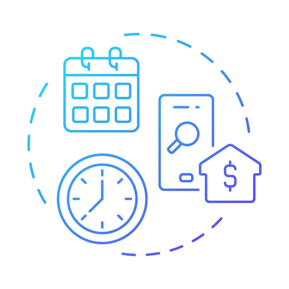 Book shared spaces blue gradient concept icon. Scheduling software, time management. Round shape line illustration. Abstract idea. Graphic design. Easy to use in infographic, presentation vector