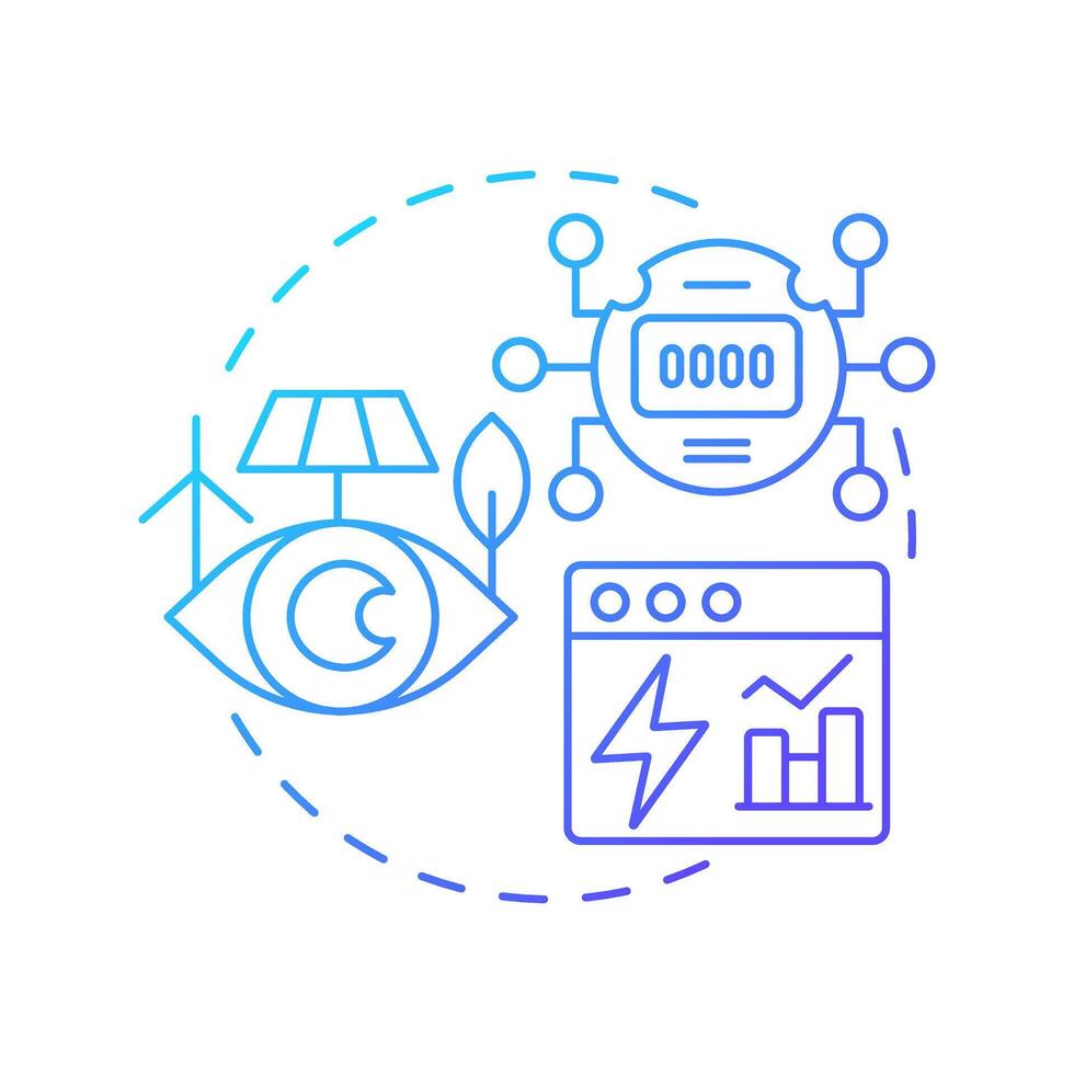 Energy review blue gradient concept icon. Power consumption tracking, monitoring. Meter, statistics. Round shape line illustration. Abstract idea. Graphic design. Easy to use in infographic vector