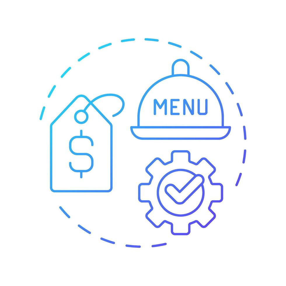 Menu psychology blue gradient concept icon. Strategy of dishes selling. Restaurant business management. Round shape line illustration. Abstract idea. Graphic design. Easy to use in presentation vector