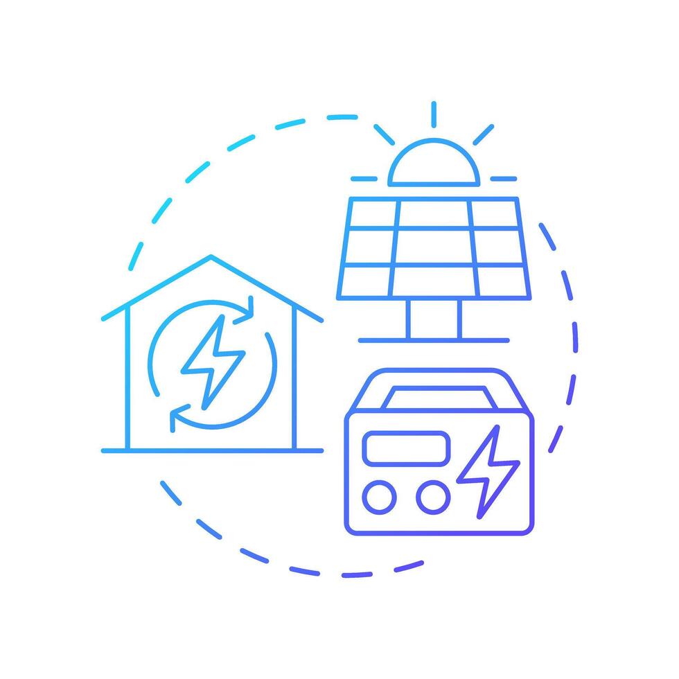 Household self sufficiency blue gradient concept icon. Solar panels, green energy. Electricity, power. Round shape line illustration. Abstract idea. Graphic design. Easy to use in infographic vector