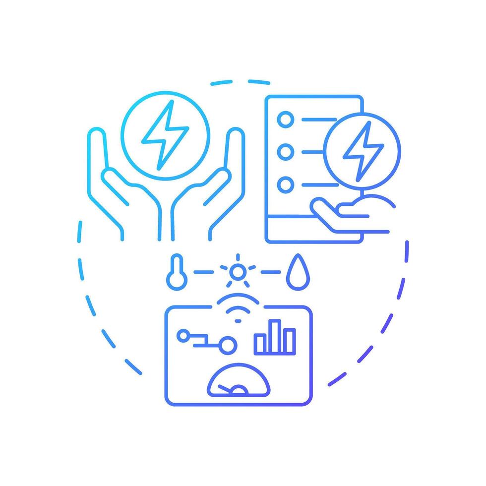 Forecast based EMS blue gradient concept icon. Statistical metrics. Energy consumption management. Round shape line illustration. Abstract idea. Graphic design. Easy to use in infographic vector