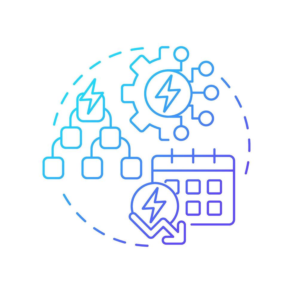 Top down switching blue gradient concept icon. Energy consumption management, control. Monitoring, tracking. Round shape line illustration. Abstract idea. Graphic design. Easy to use in infographic vector