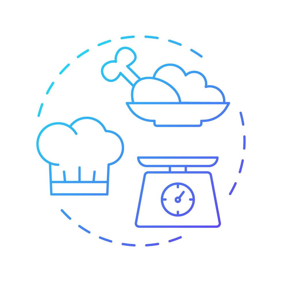 Portion control blue gradient concept icon. Dished cooking strategy. Restaurant business. Round shape line illustration. Abstract idea. Graphic design. Easy to use in promotional material vector