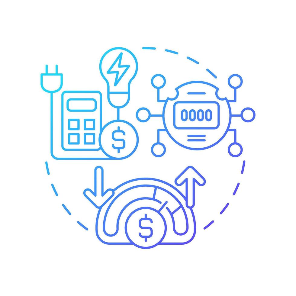 Price reactive system blue gradient concept icon. Consumption meter, bill calculation. Round shape line illustration. Abstract idea. Graphic design. Easy to use in infographic, presentation vector