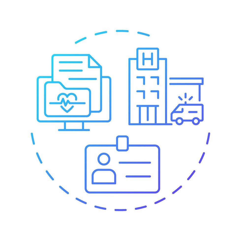 Hospital visitors logging blue gradient concept icon. Security measures, safety. Access control. Round shape line illustration. Abstract idea. Graphic design. Easy to use in infographic vector