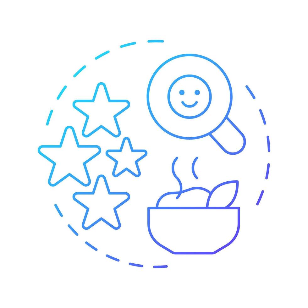 Popularity of dish blue gradient concept icon. Analyzing restaurant sales data. Menu engineering. Round shape line illustration. Abstract idea. Graphic design. Easy to use in promotional material vector
