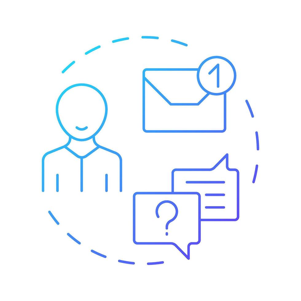 Receiving employee notification blue gradient concept icon. Alert message, communication. Round shape line illustration. Abstract idea. Graphic design. Easy to use in infographic, presentation vector
