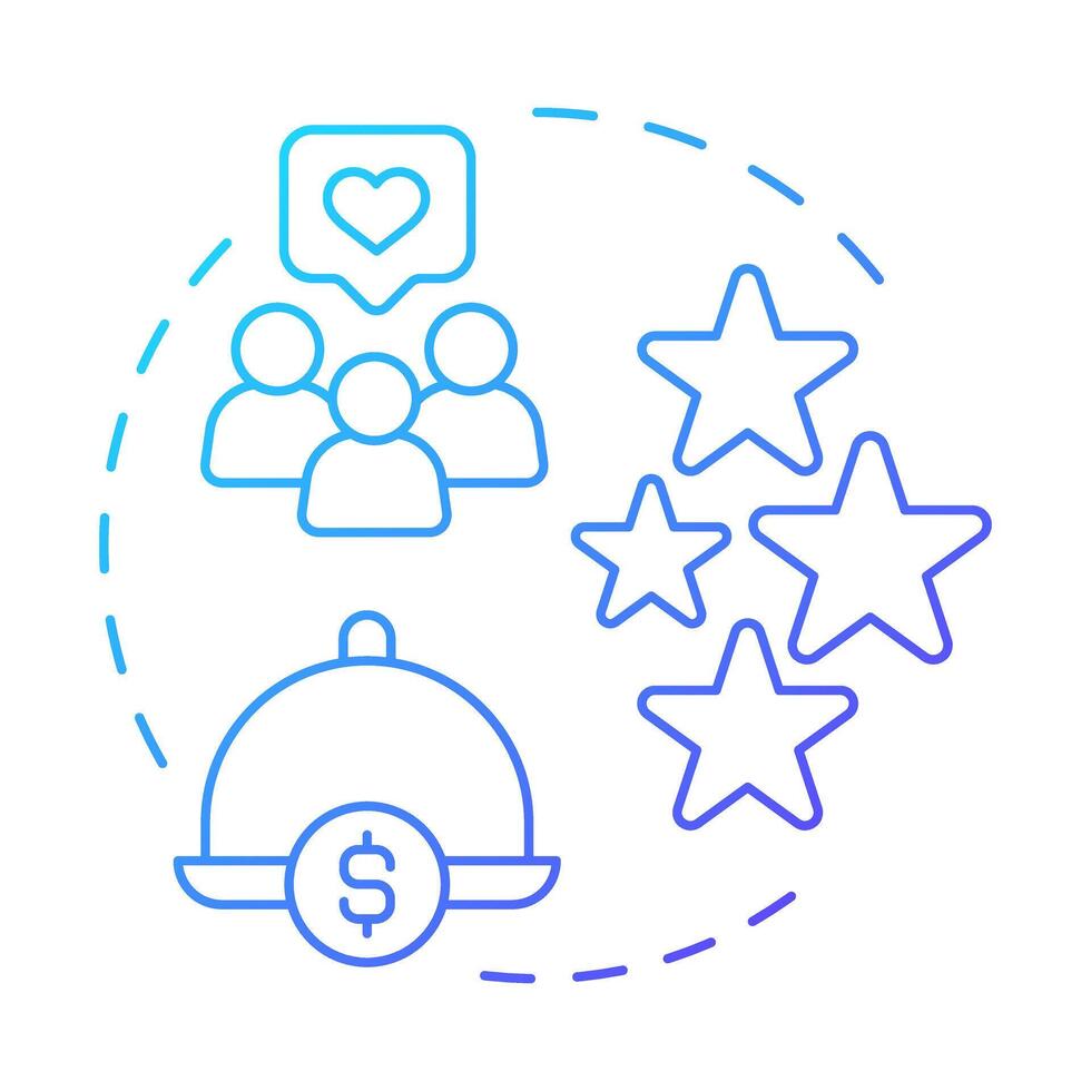 Stars dishes blue gradient concept icon. Highly profitable and popular goods. Menu engineering matrix. Round shape line illustration. Abstract idea. Graphic design. Easy to use in presentation vector
