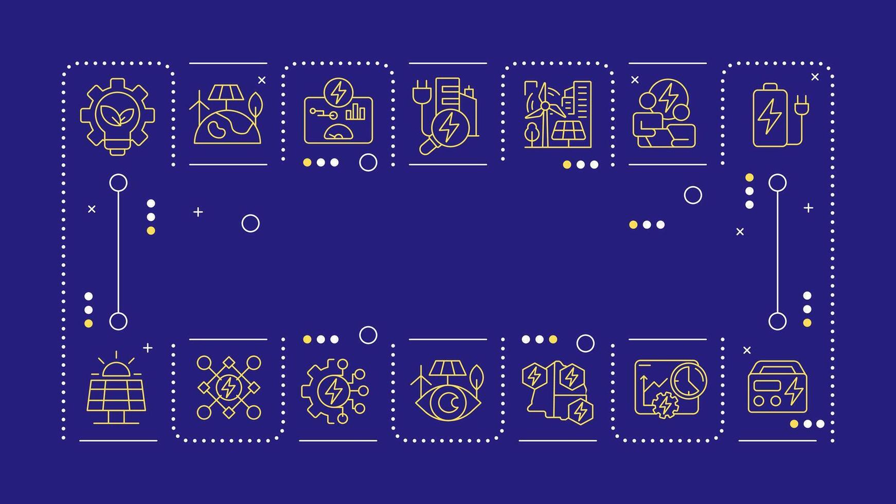 Energy management blue word concept. Power generation. Electrification, consumption. Horizontal image. Headline text surrounded by editable outline icons vector