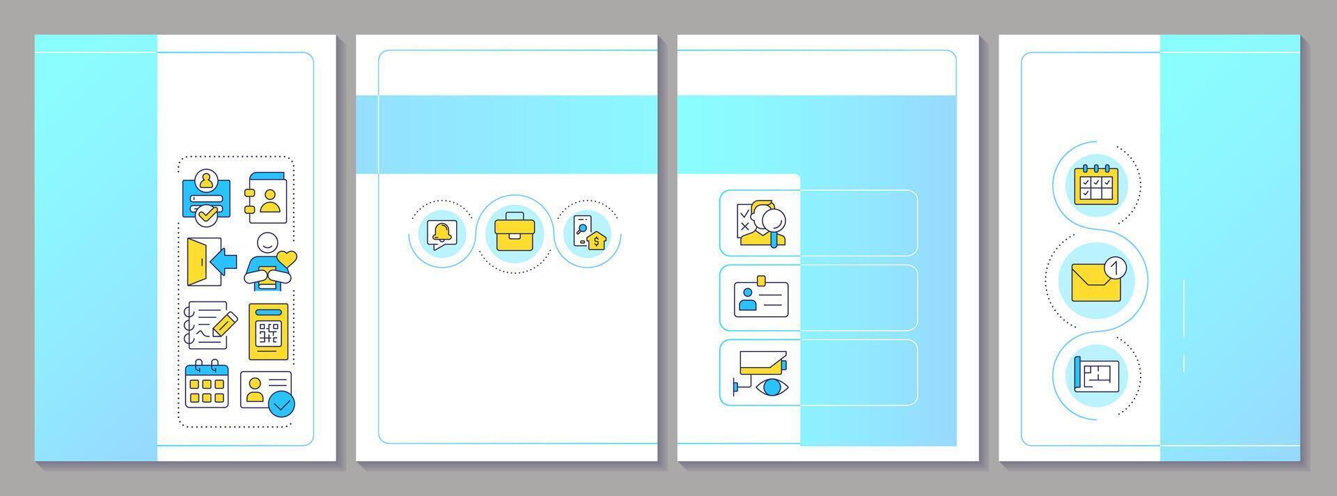 Visitor management brochure template. Workplace safety, personal information. Leaflet design with linear icons. Editable 4 layouts vector