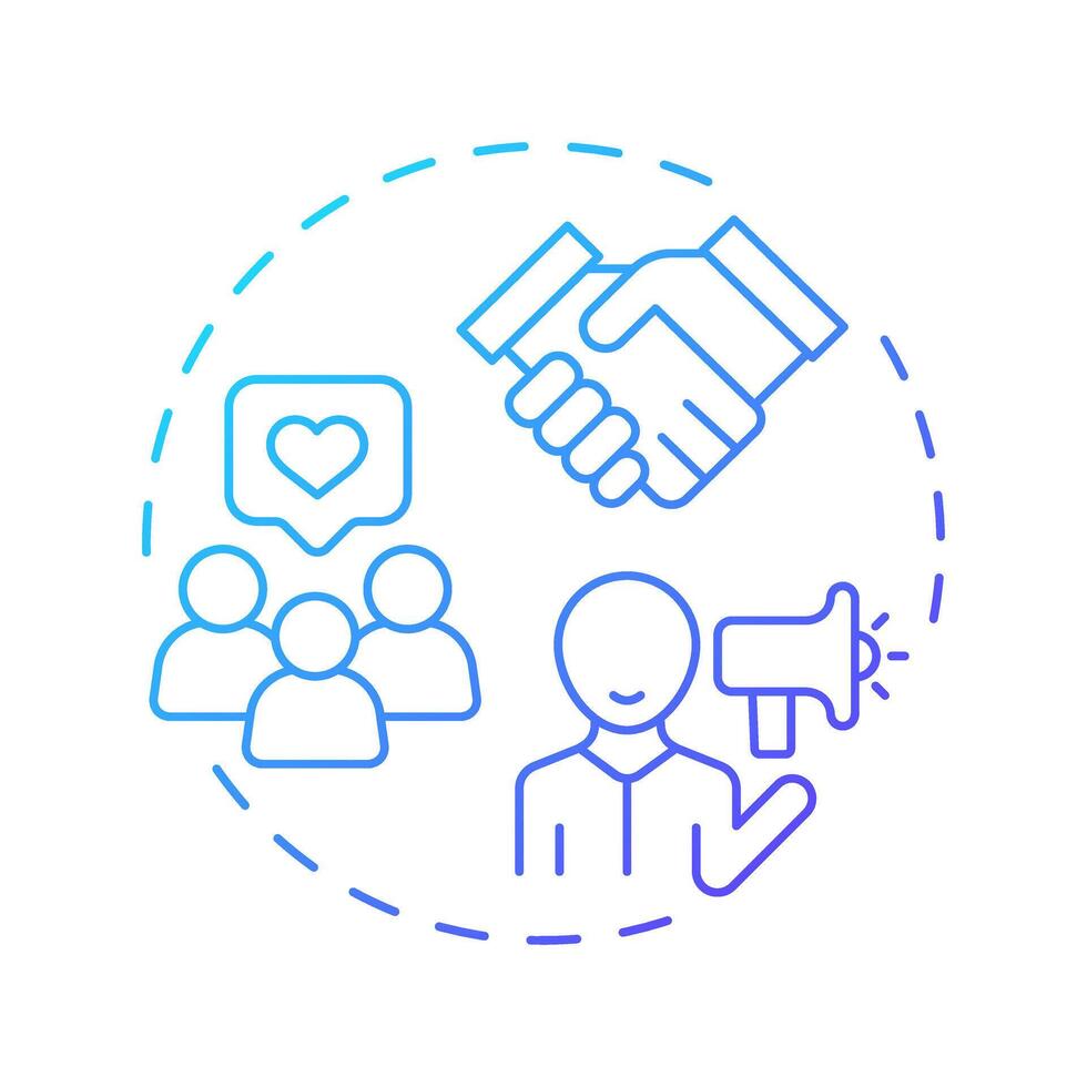 Influencer identification blue gradient concept icon. Social media, communication. Round shape line illustration. Abstract idea. Graphic design. Easy to use in infographic, presentation vector