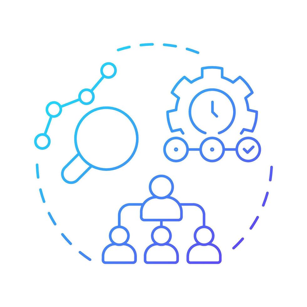 Middle managers blue gradient concept icon. Bridge between top and frontline in organization. Corporate role. Round shape line illustration. Abstract idea. Graphic design. Easy to use in booklet vector