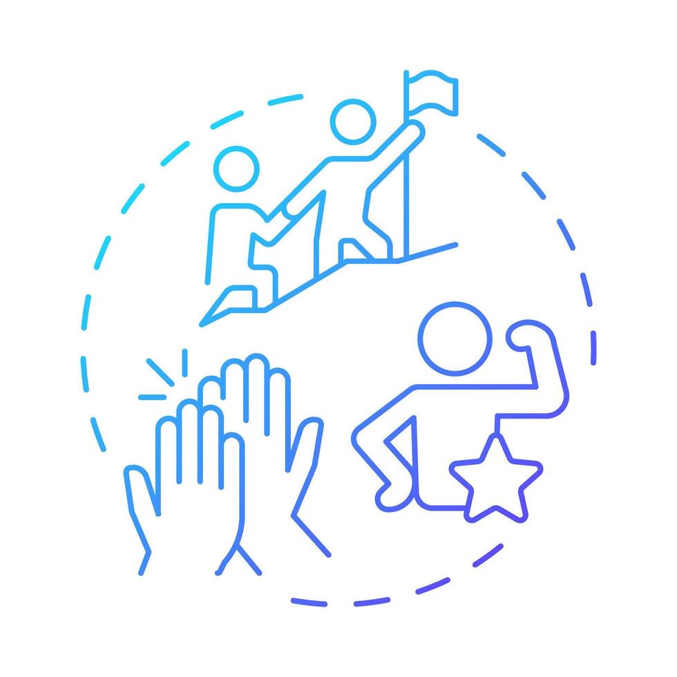 Motivational skills blue gradient concept icon. Encourage and energize team members. Line manager job. Round shape line illustration. Abstract idea. Graphic design. Easy to use in presentation vector