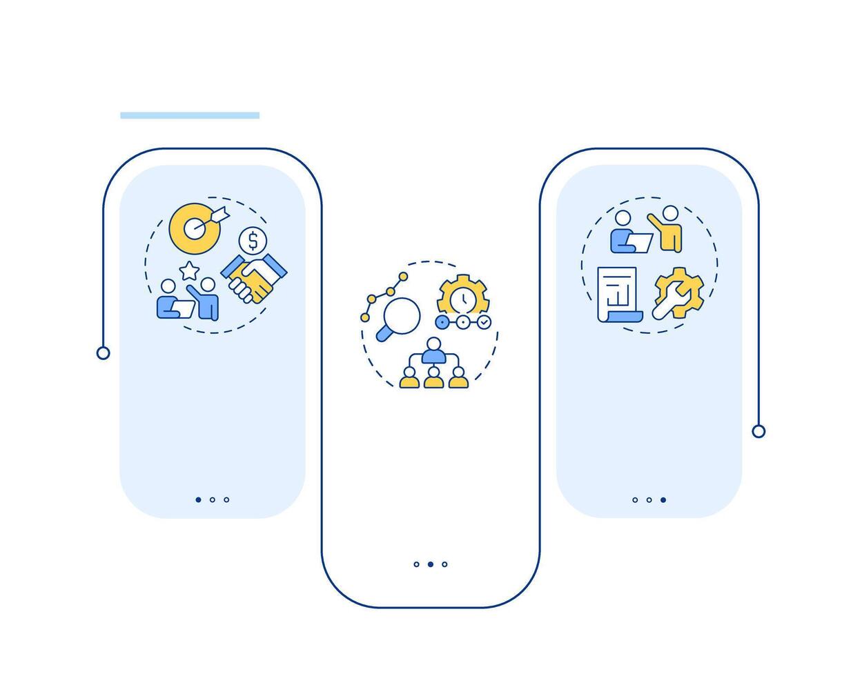 Levels of management rectangle infographic . Corporate company workflows regulation. Data visualization with 3 steps. Editable rectangular options chart vector