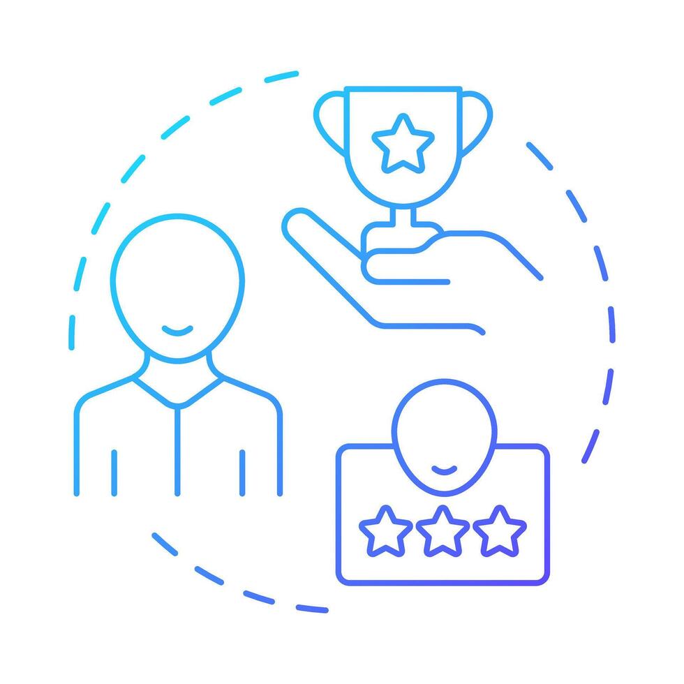 Rewarding blue gradient concept icon. Compensating employees for contributions. Performance management system. Round shape line illustration. Abstract idea. Graphic design. Easy to use in booklet vector