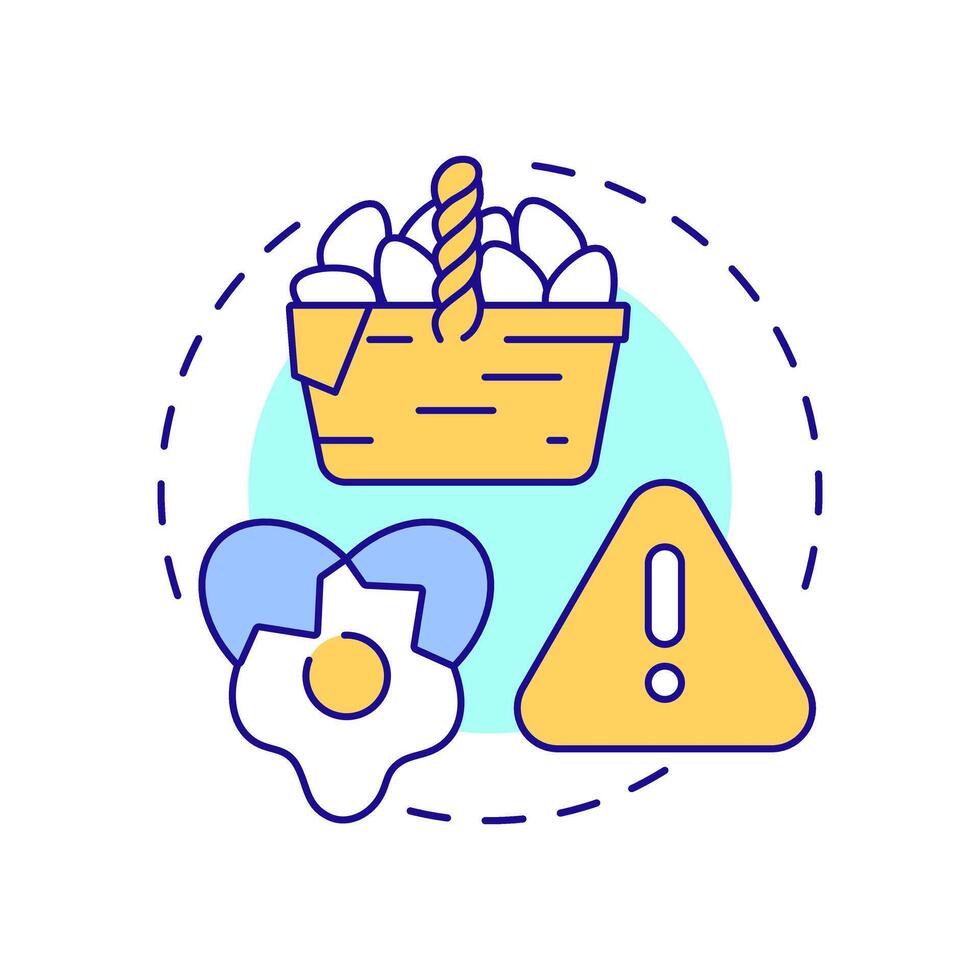 Dont put eggs in one bucket multi color concept icon. Assets management, risk control. Round shape line illustration. Abstract idea. Graphic design. Easy to use in infographic, presentation vector