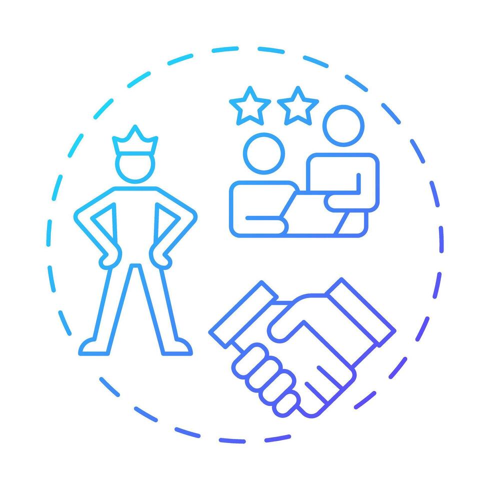 Leadership blue gradient concept icon. Ability to inspire team for goals achievement. Line manager skill. Round shape line illustration. Abstract idea. Graphic design. Easy to use in presentation vector