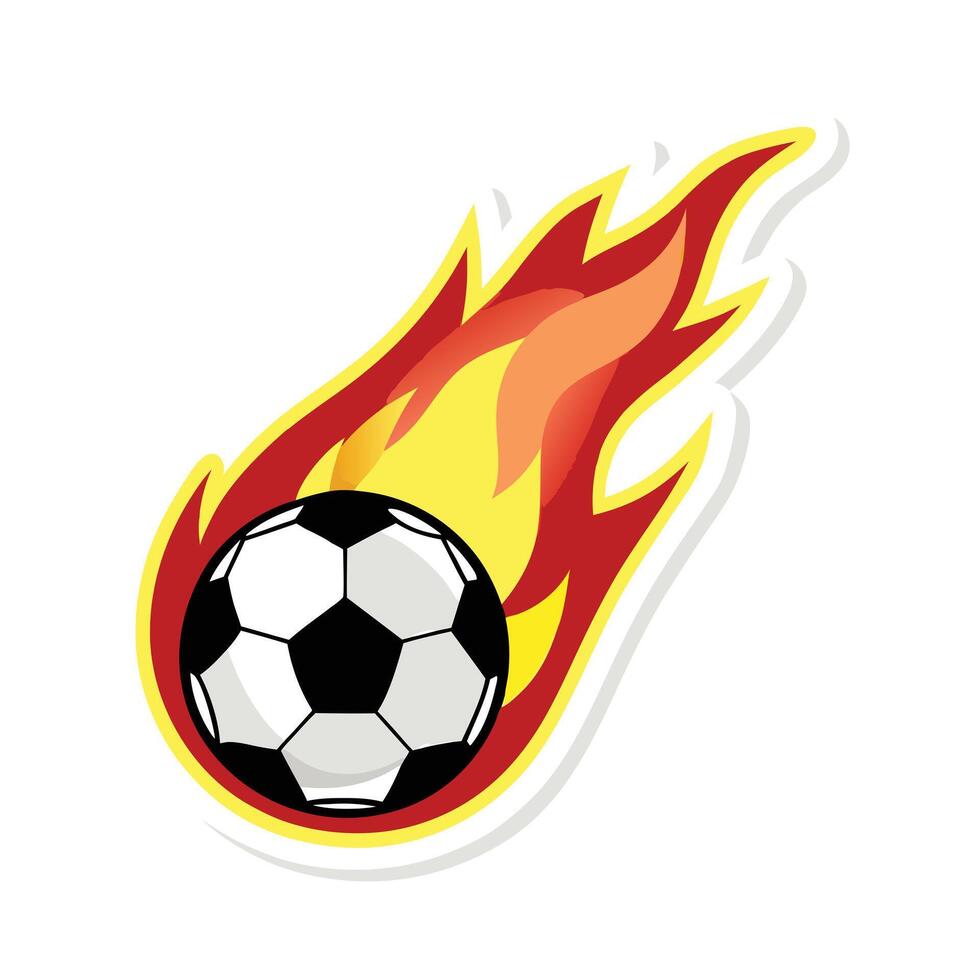 Flaming soccer ball dynamic sports illustration vector