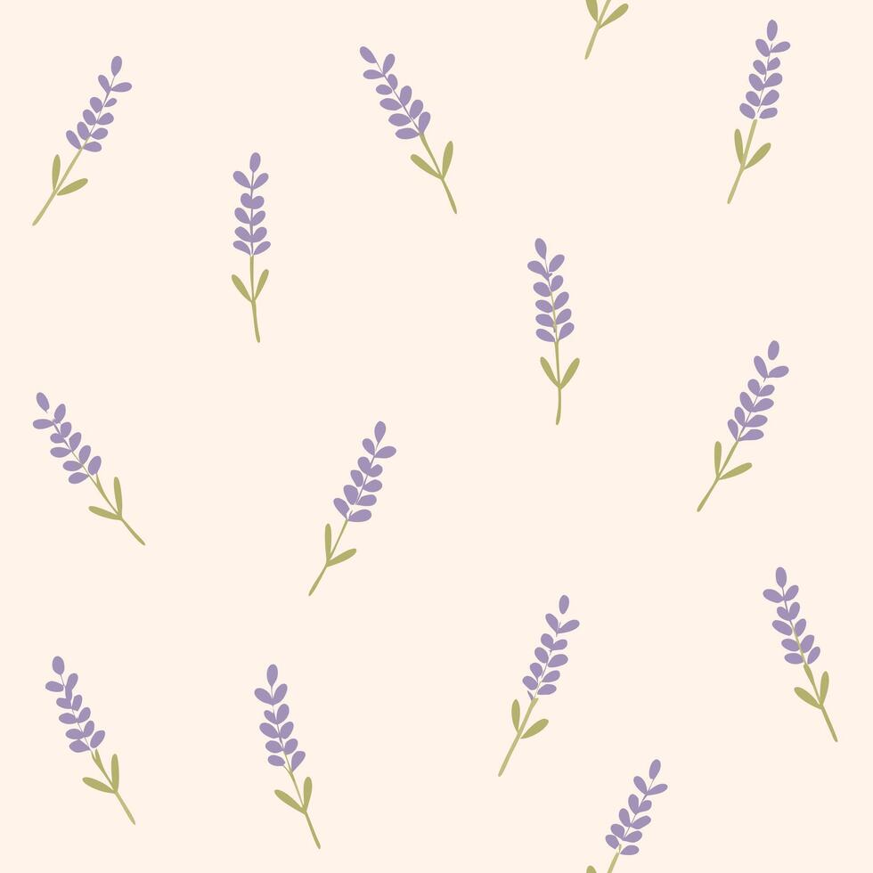 Hand drawn delicate lavender seamless pattern for textile fabric spring design. vector