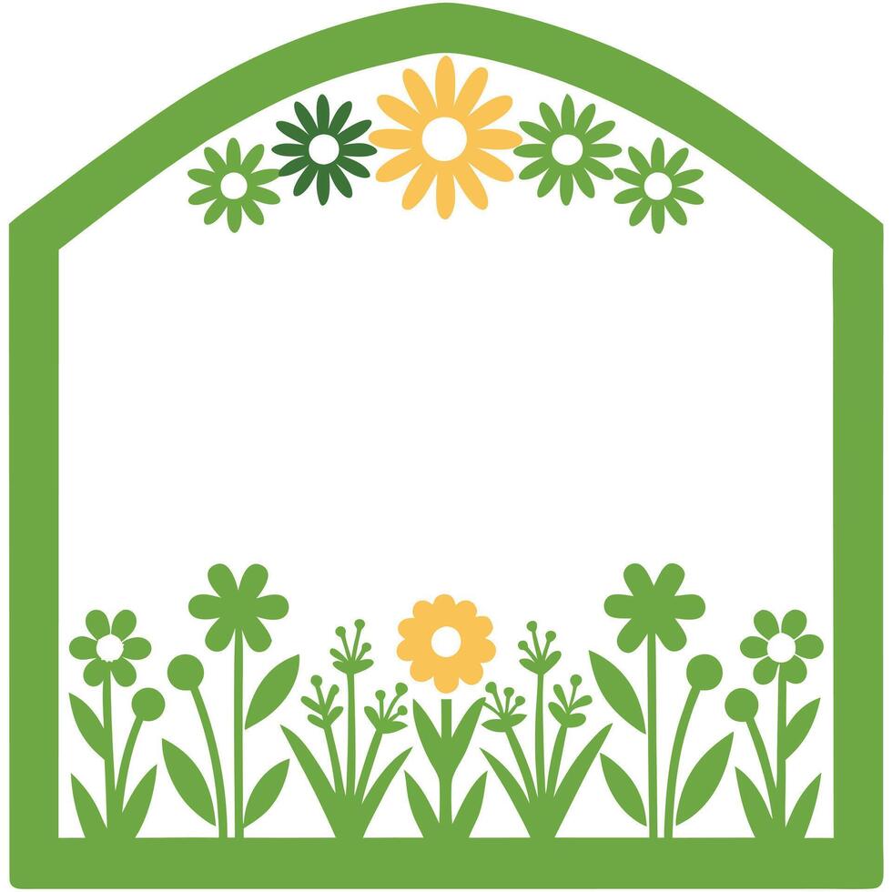 Simple hand drawn floral frame isolated on a white background. vector