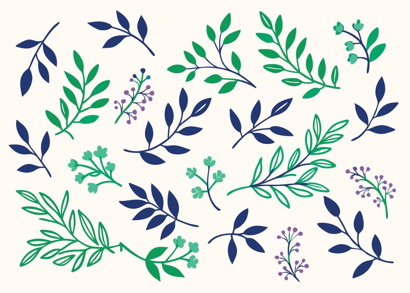 Botanical pattern leaves white background illustration vector