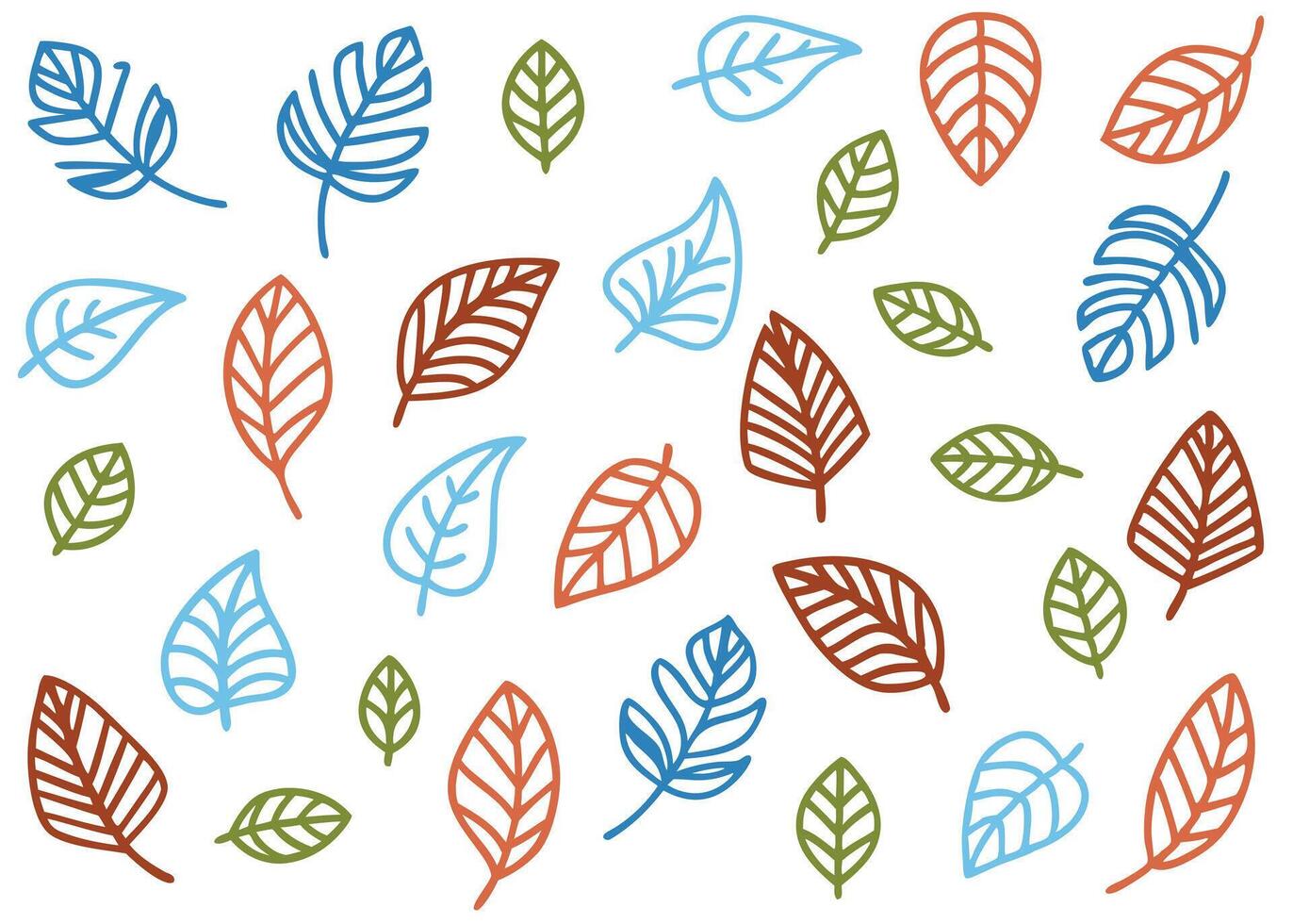 Hand drawn botanical pattern leaves simple white theme. vector