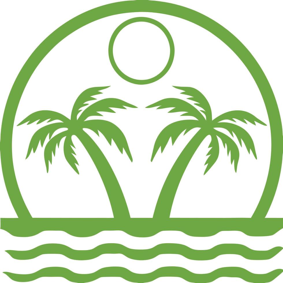 Palm trees green color on island illustration vector